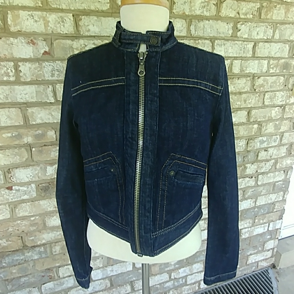Gap, Denim Cropped Moto Jacket, M